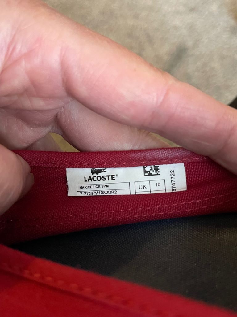 Lacoste Marice Leisure Smart Canvas Mens Summer Sneakers in Red Size 10 UK