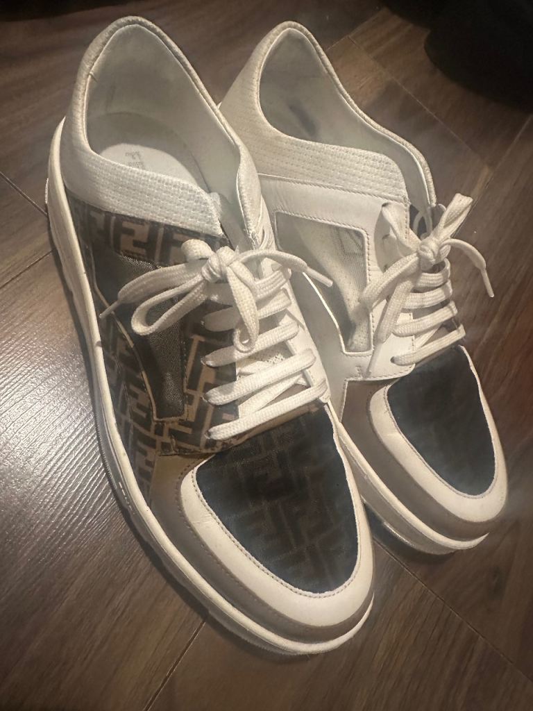Fendi brown and white trainers 