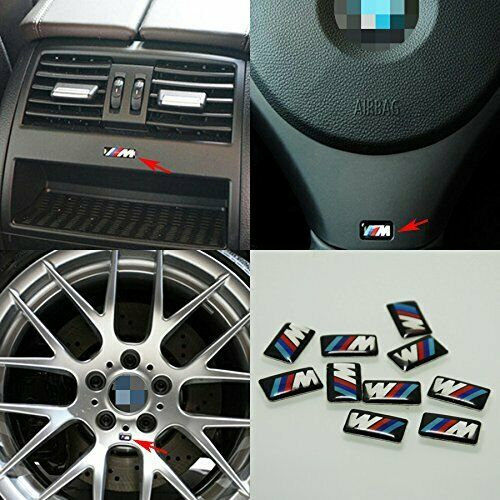 5 X BMW M SPORT CAR BADGES SELF STICK DECALS EMBLEMS SWANSEA AREA CAN POST