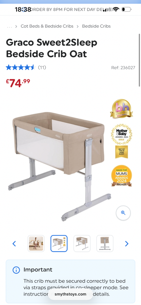 Graco Sweet2Sleep Bedside Crib