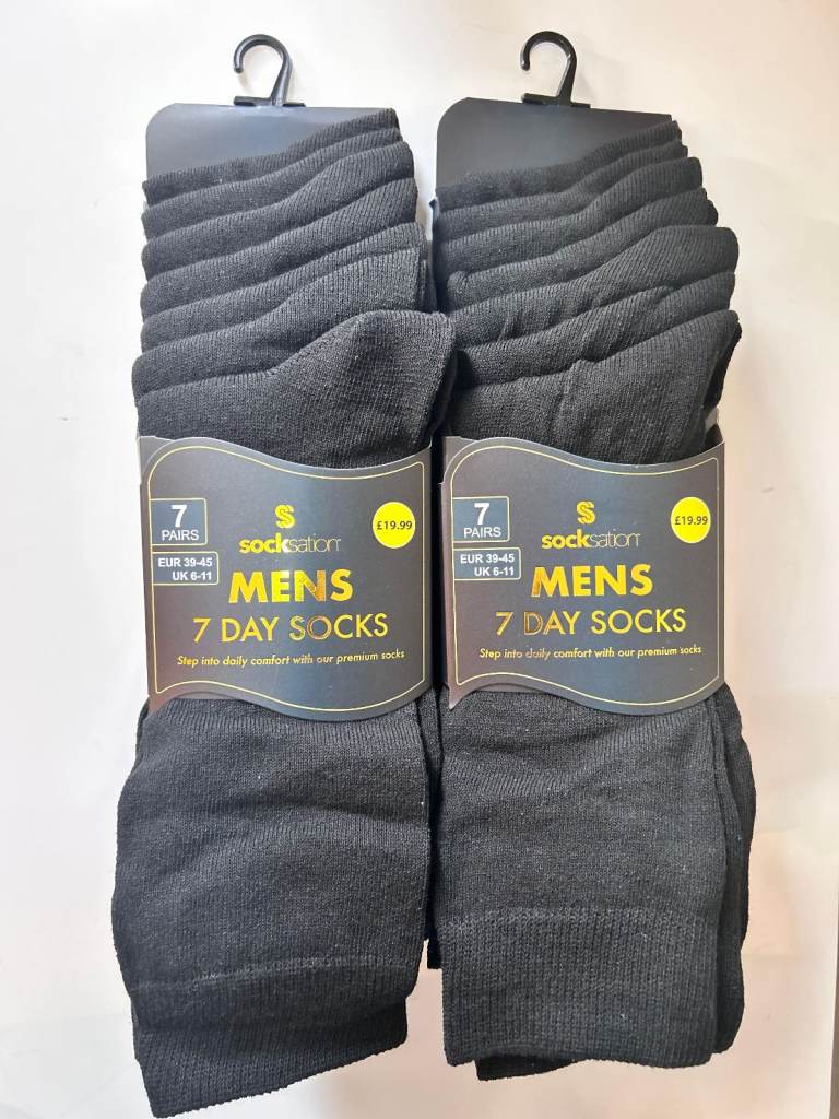 14 Pairs of Mens/Teen Boys Black Socksation Socks Size - UK 6-11