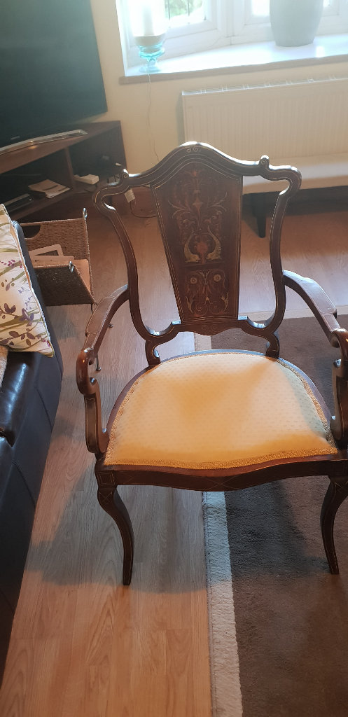 Victorian marquetry inlay chair 