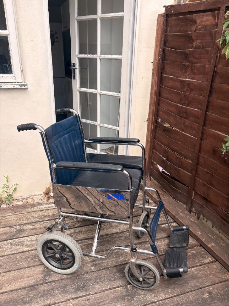 Manual Wheelchair - Blue and Chrome, Very Good Condition