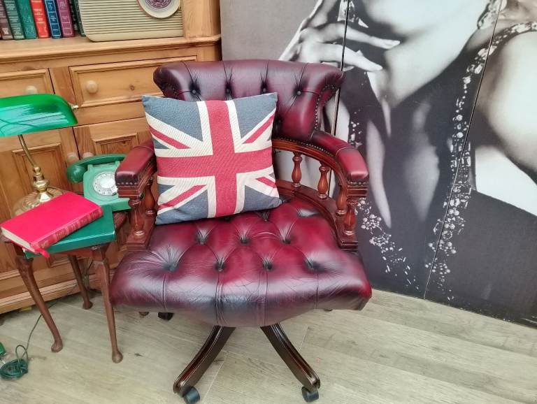 Stunning Oxblood Leather Chesterfield Captains Chair