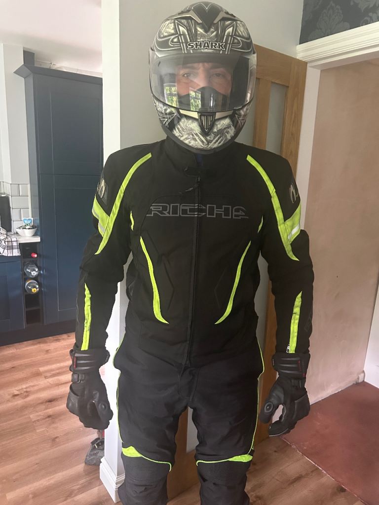 Motor bike trousers jacket and gloves 