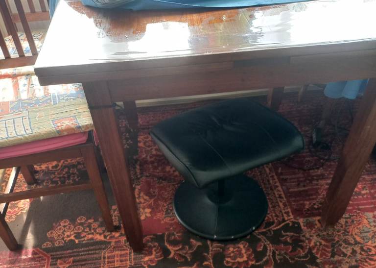 antique African black wood table and chairs