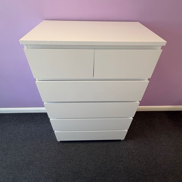FREE DELIVERY IKEA MALM chest of 6 drawers, white, in good condition.
