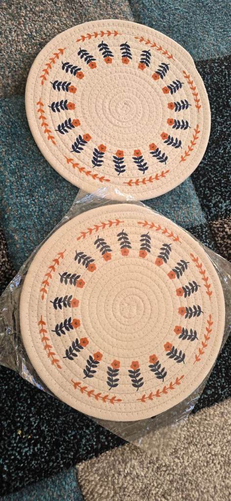Two pice Boho Floral Cotton Braided Placemats