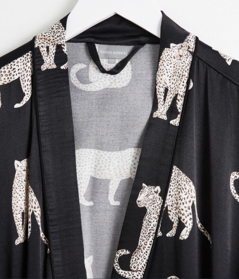 BNWT OLIVER BONAS SATIN LEOPARD ROBE DRESSING GOWN