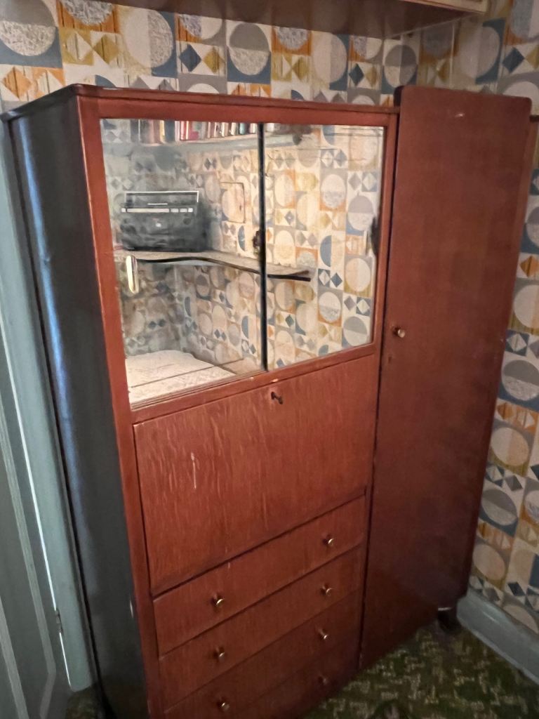Vintage Lebus Furniture Wardrobe/Display Cabinet – Brown Wood