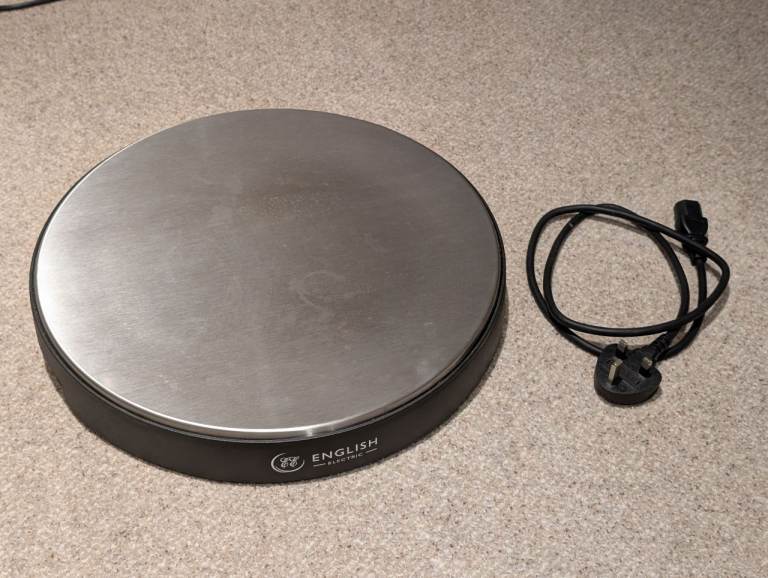 Rotating hot plate heated lazy Susan serving tray dish keeps table food warm Christmas dinner