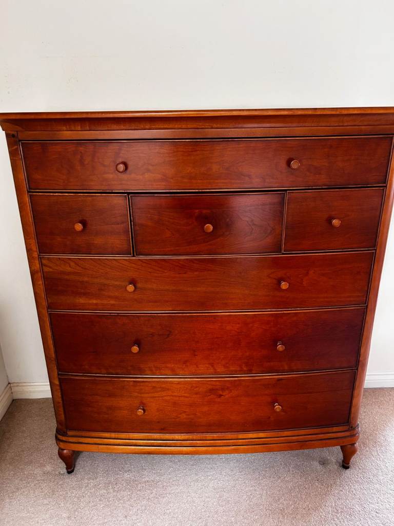 Bedroom furniture for sale. Chest of drawers, two bedside tables, double wardrob, King size  bed.