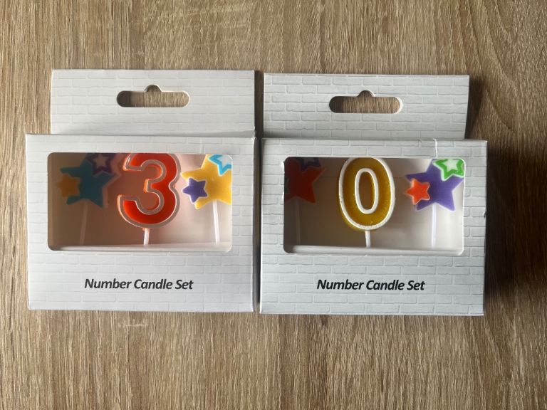 3 & 0 number birthday candle sets