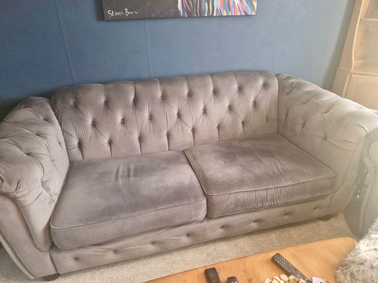Grey chesterfield sofa