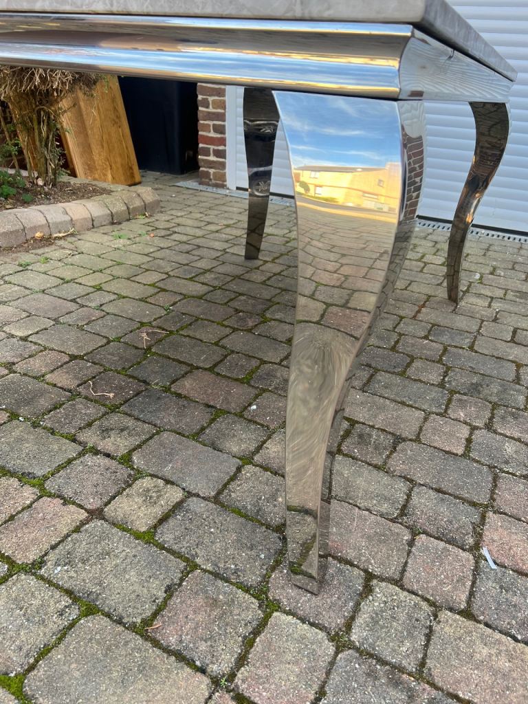 Marble and chrome dining table and 6 chairs 