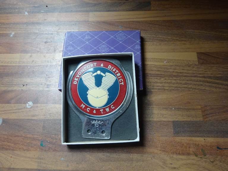 Vintage car badge. Devonport & District Motorcycle and Three Wheeler Club