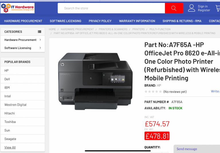 HP OfficeJet Pro 8620 All-in-One Printer – Good Condition
