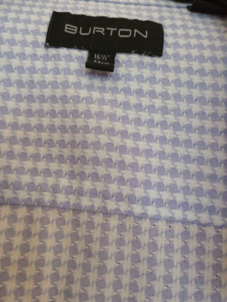 Burton Men's Formal Shirts- Purple  and Blue houndstooth, Size 16.5