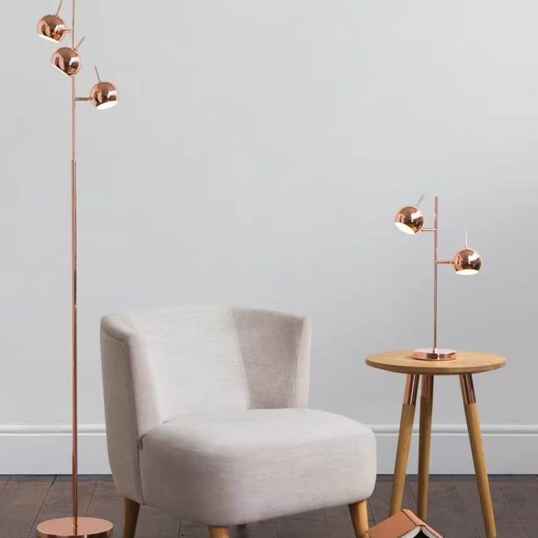 Pair of copper (rose gold) lamps