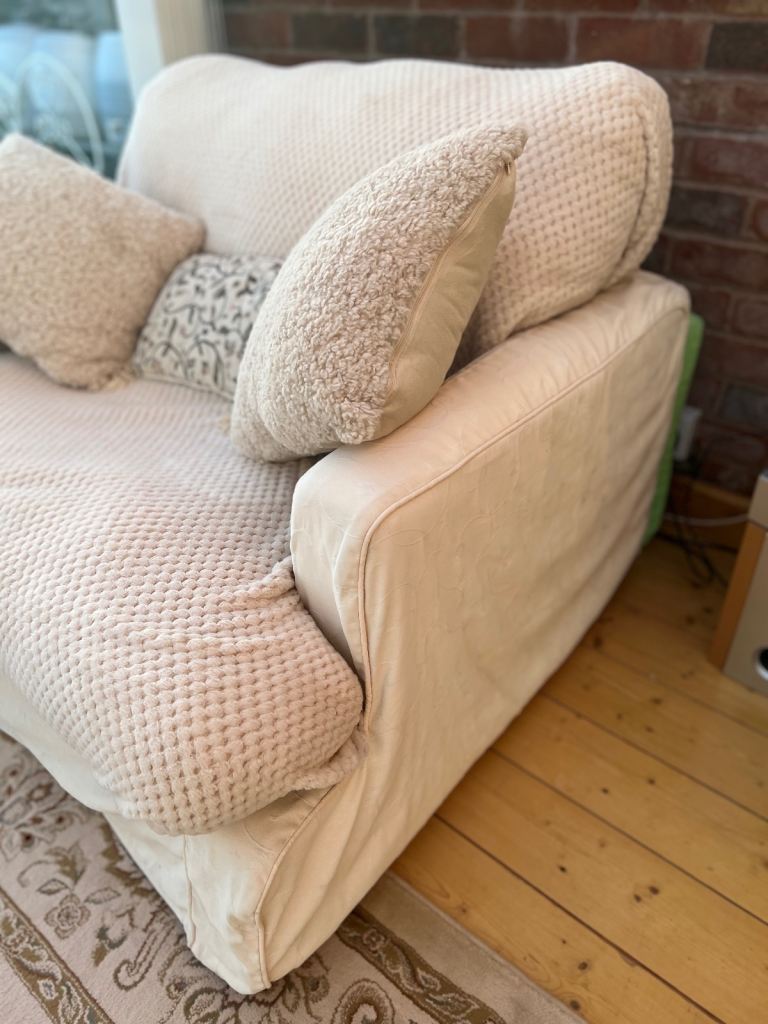 *FREE* Sofa and matching armchair with covers and cushions. 