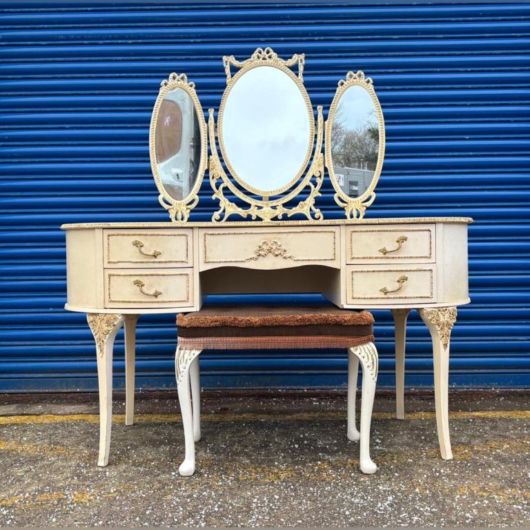 Vintage French Louis Style Vanity/ Dressing Table & Stool £75