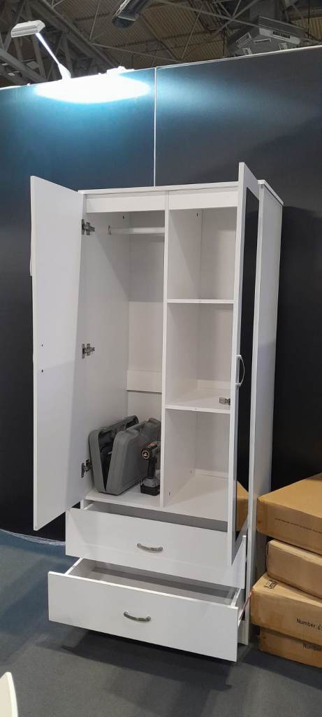 White Wardrobe with Mirror and Drawers