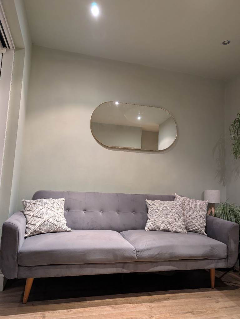 Grey Velvet 'Made' Sofa Bed – Excellent Condition