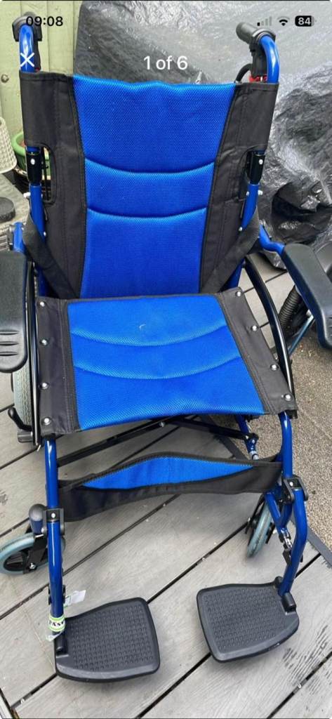 Lightweight Blue Angel Mobility Transit Wheelchair