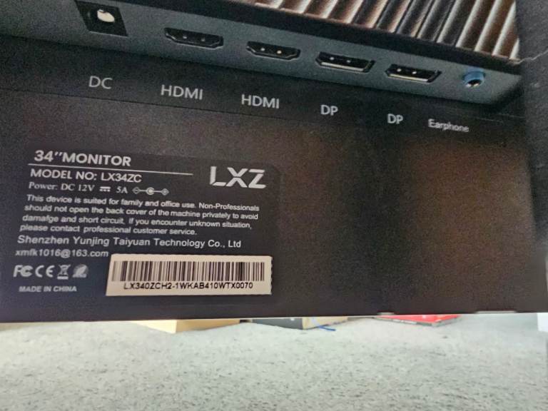 LXZ 34 Inch Curved Monitor 1500R 165Hz, 3440 * 1440 UWQHD Gaming Monitor with FreeSync, Wide View