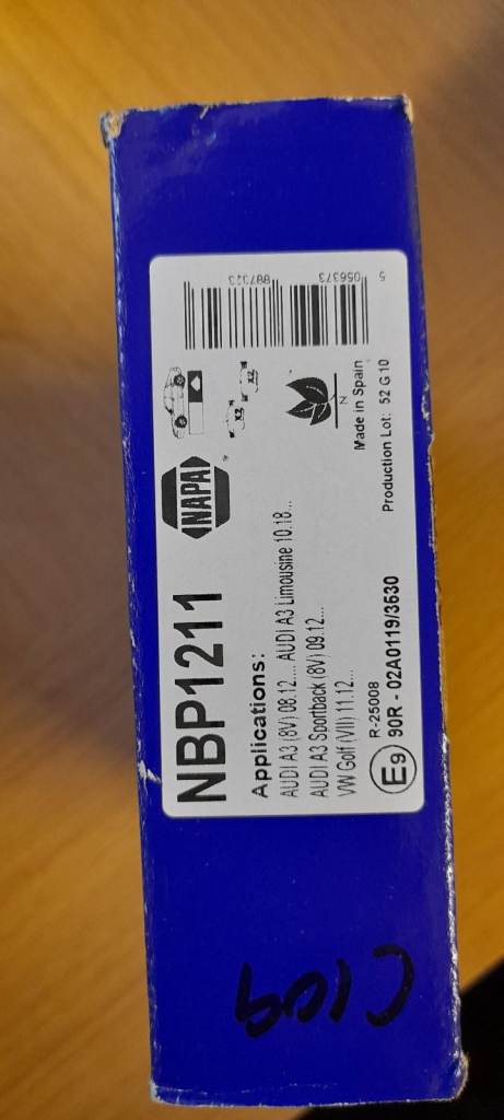 Rear brake pads new Golf mk 7 Audi A3