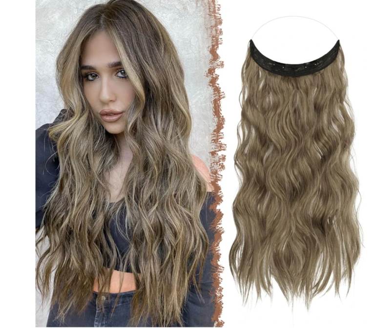 FESHFEN Invisible Wire Hair Extensions with Transparent Wire Adjustable Size 