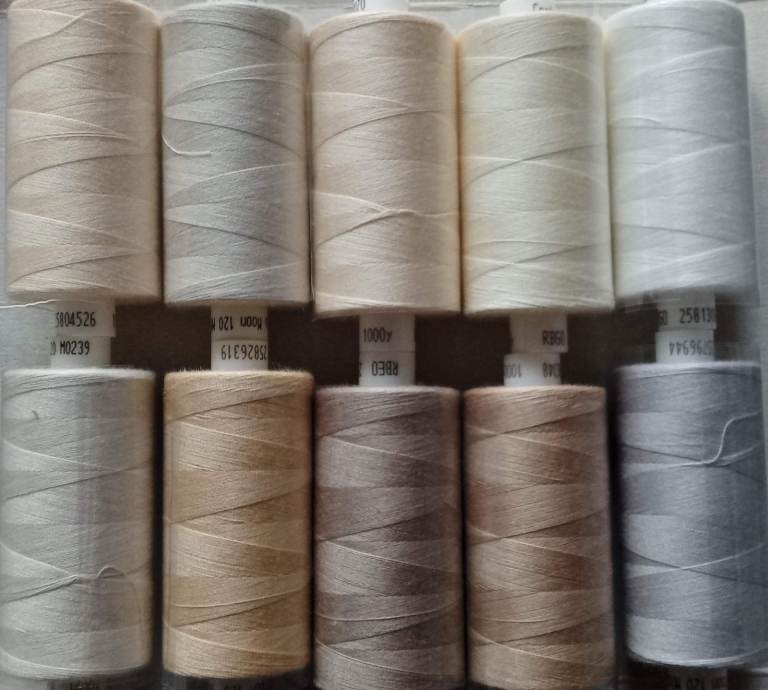 Selection Pack 10 Reels of Moon threads 1000 Yards Per Reel Coats Spun Polyester Hand/ Machine 