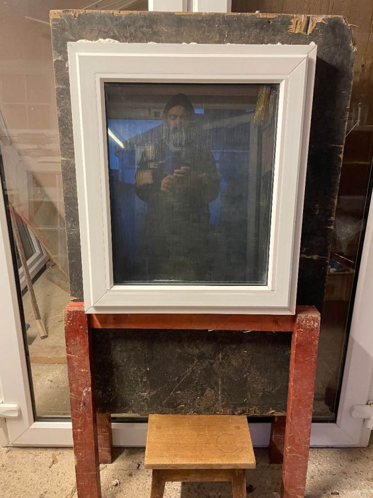 H 71.5 x W 61.5 cm - SMALL UPVC DOUBLE GLAZED WINDOW - OBSCURE GLASS (REF: SJ471) 