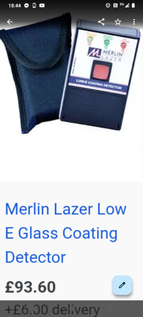 New MERLIN LAZER METER LOW-E COATING DETECTOR 
