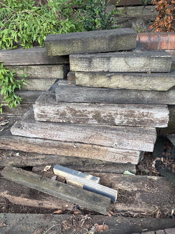 FREE: Mixed Size Timber & Railway Sleepers for Garden Projects