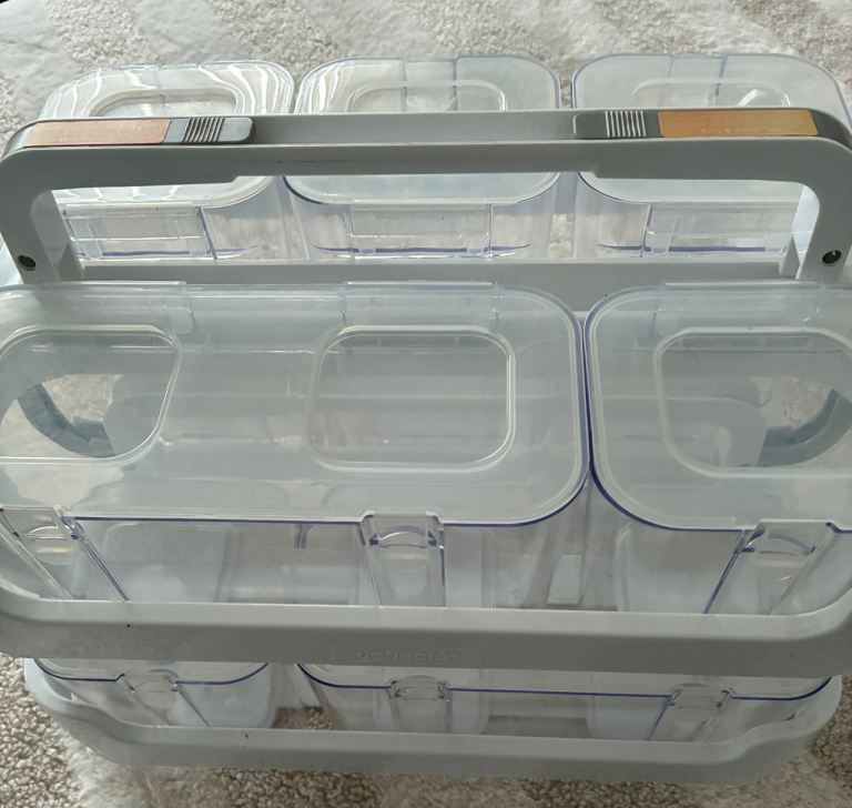 Deflecto multi compartment storage boxes