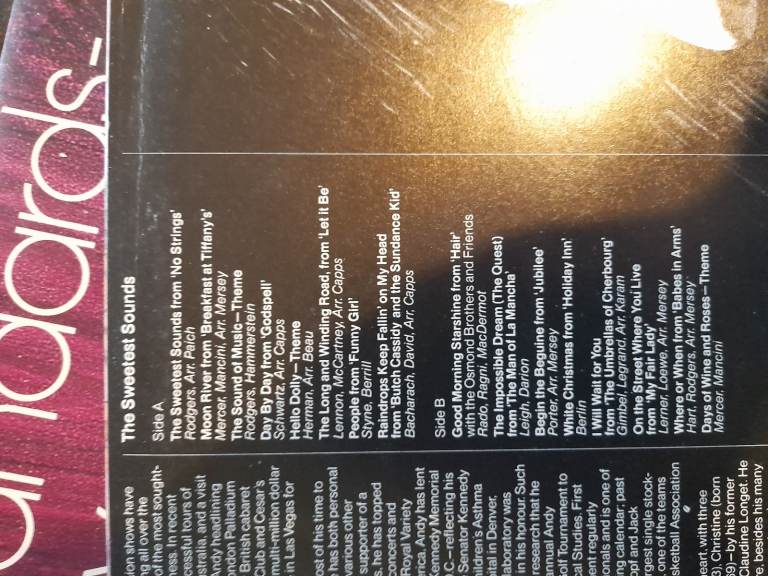 Andy Williams box set 6 viynl albums