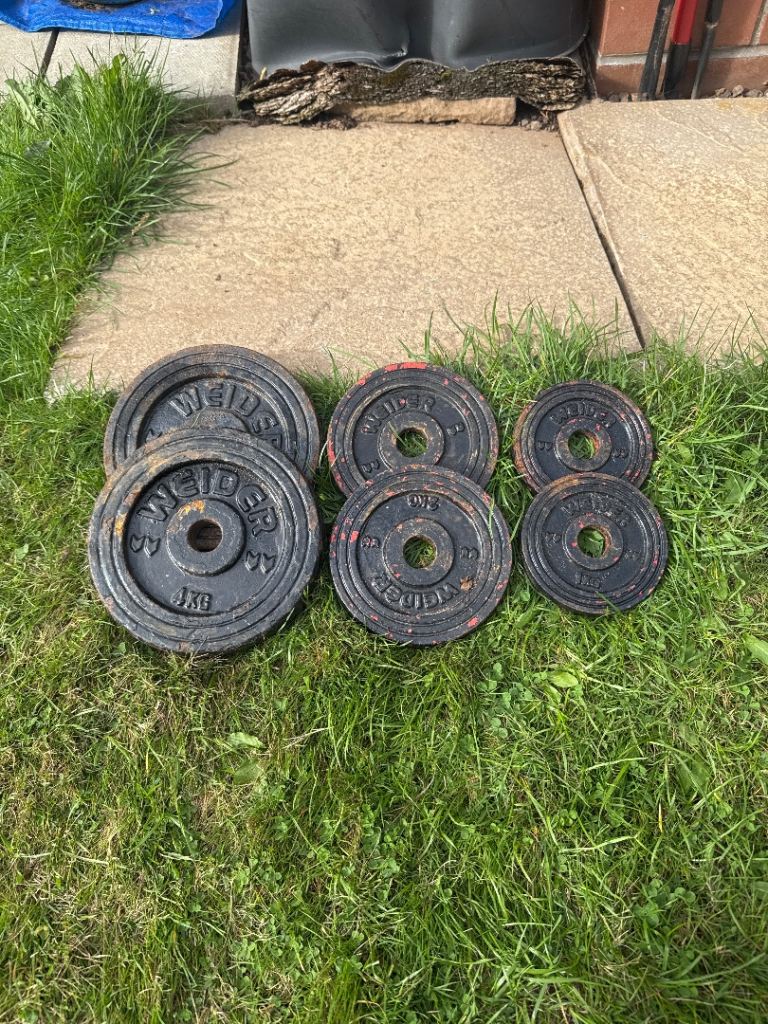 14kg Weider Cast Iron Weight Plates - (4kg/2kg/1kg)