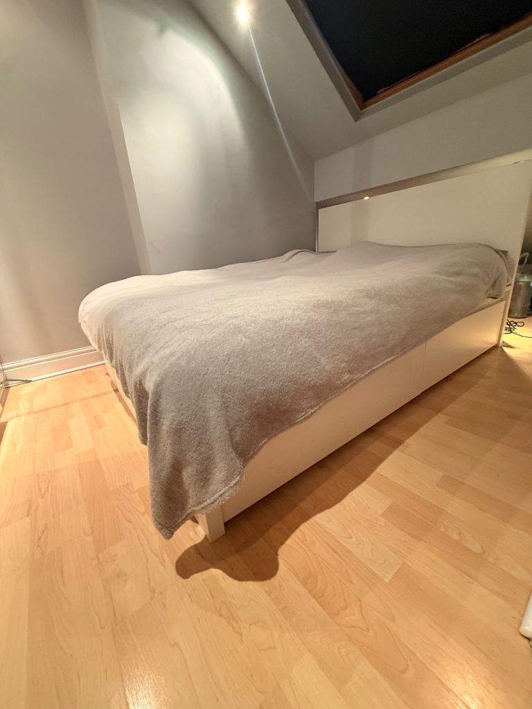 IKEA MALM Double Bed with 2 Storage Drawers + FREE Mattress – White