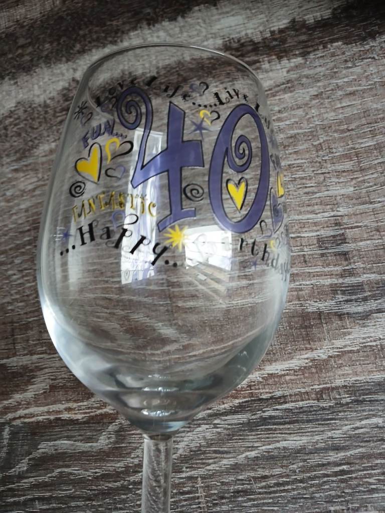 Large 40th birthday wine glass 