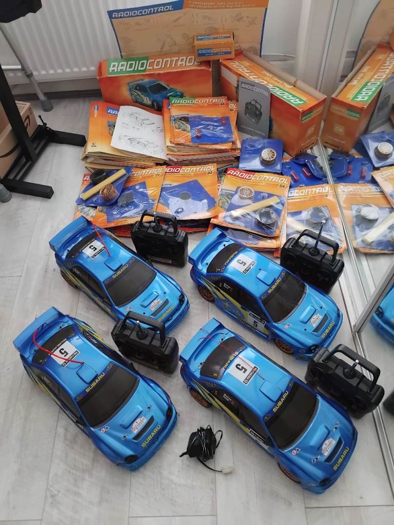 Job lot of 4 x DeAgostini Bycmo 1/10 Subaru Impreza RC Cars. Radio Controlled Car