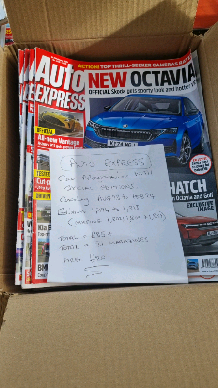 Auto Express Car Magazines. Box of 21