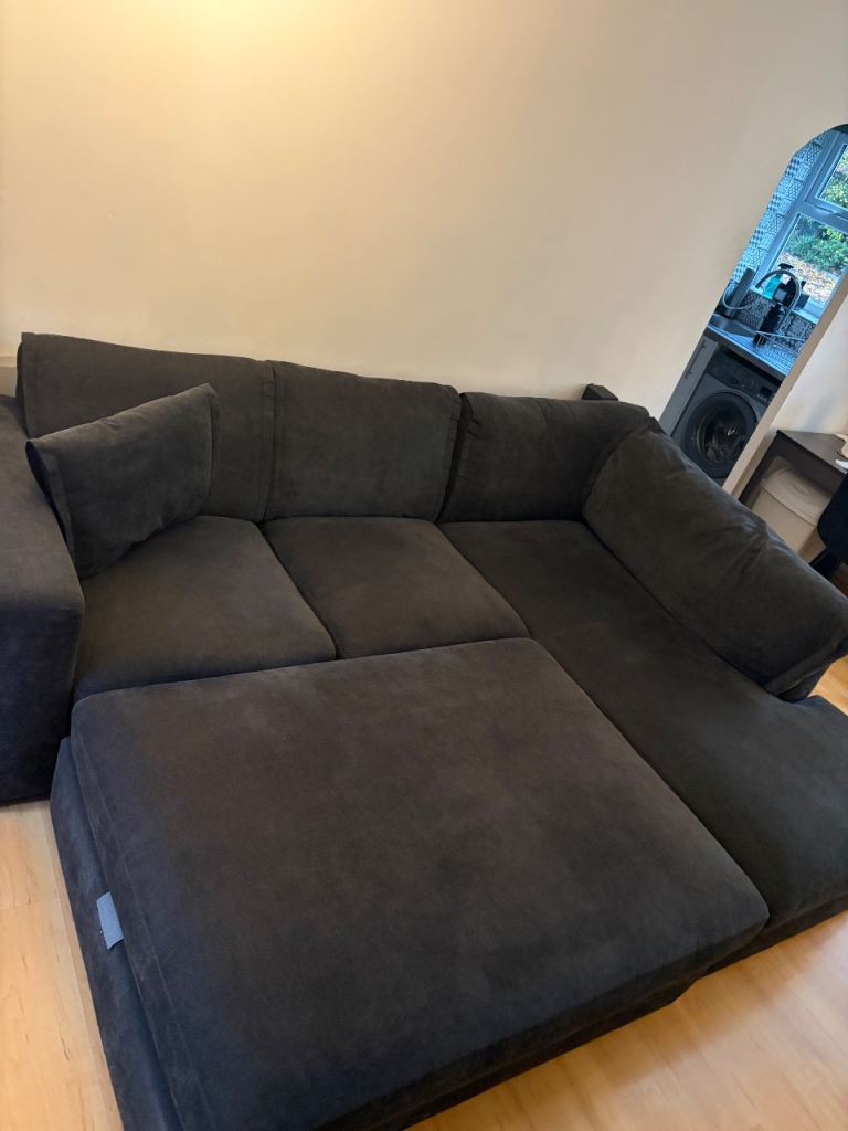 Grey Charcoal Corner Sofa + Footstool £795 – Excellent Condition