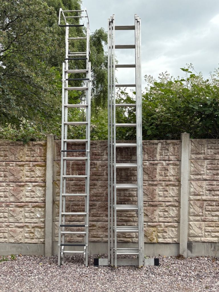 Roof Ladder & Extension Ladder Set – Aluminium Trade Roofing Ladders – Good Condition