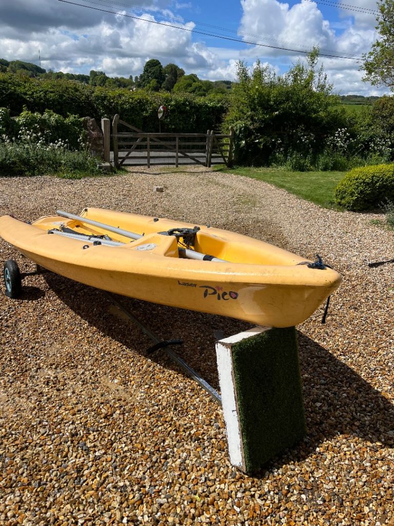 Laser Pico sailing boat with trailer, sails, centreboard and tiller