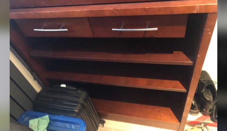 Solid Wooden Shelving Unit with Drawers – Good Condition