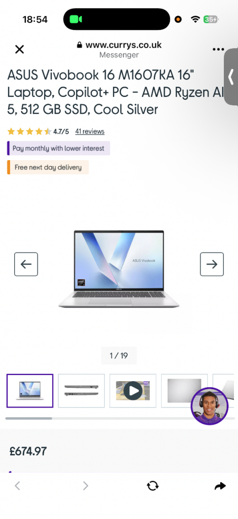 ASUS Vivobook 16 M1607KA 16" Laptop, 512 GB SSD, Cool Silver