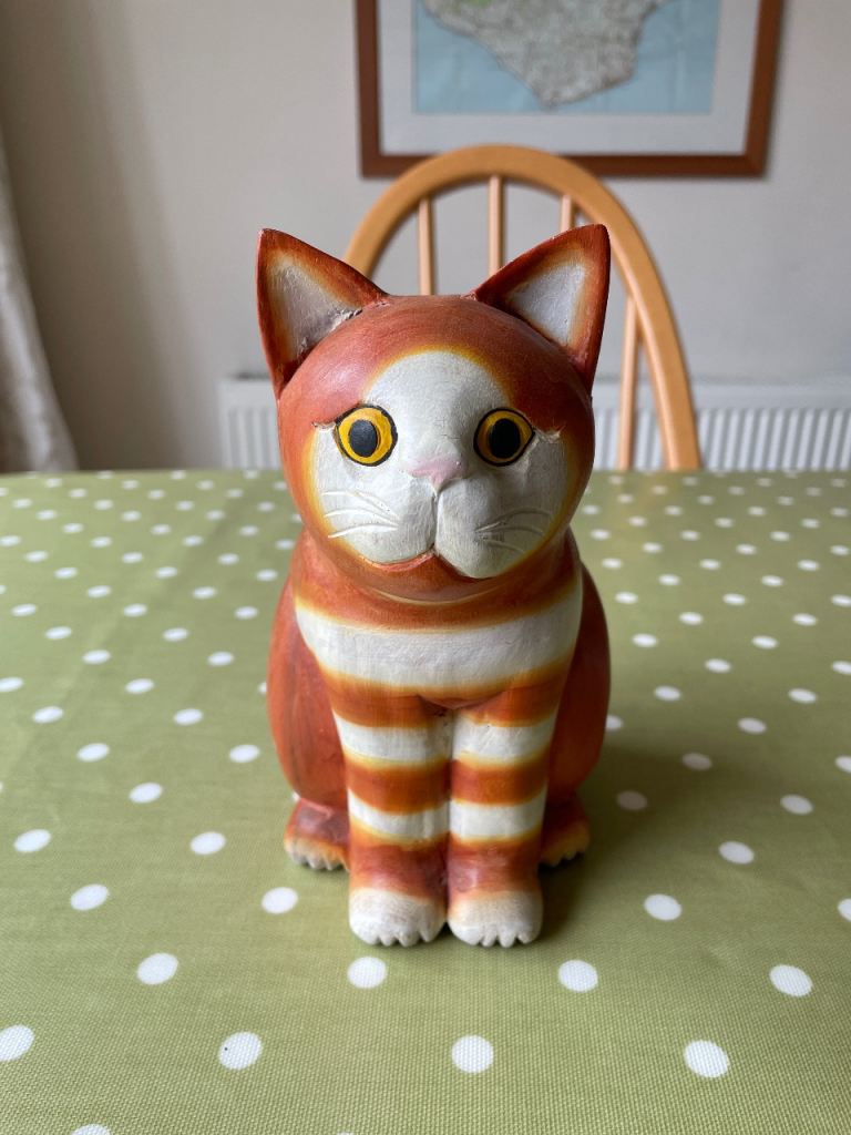 Rare QUAIL ‘Moggies’ Range Carved 7” Wooden Cat Ornament called ‘Marmaduke’ VGC