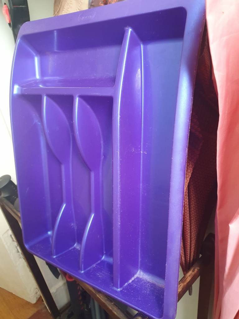 Free to collect Purple plastic cutlery tray used
