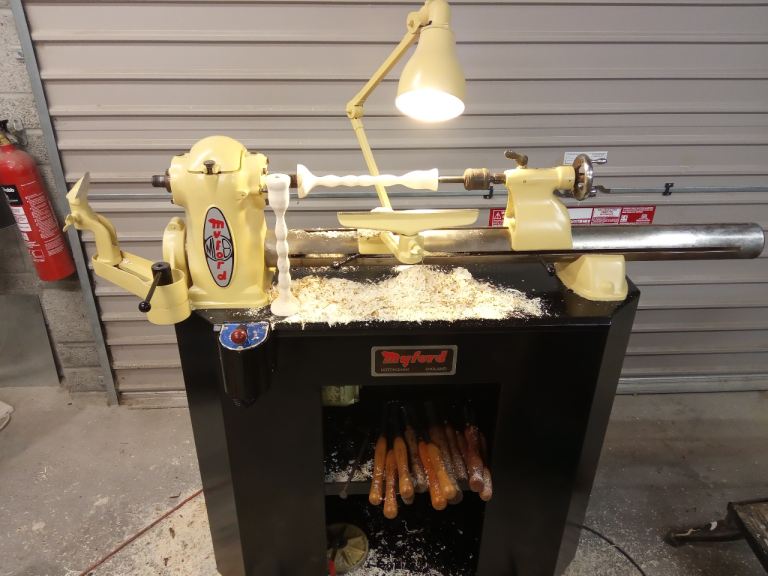 Myford ML8 Wood Turning Lathe with Chisels and Stand